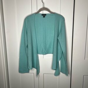 Griffen NWOT 100% Cashmere Teal Open Front Wrap Cardigan Women's Size XL